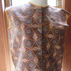 Vintage Never Worn Apron Smock Brown Orange Patchwork Pattern